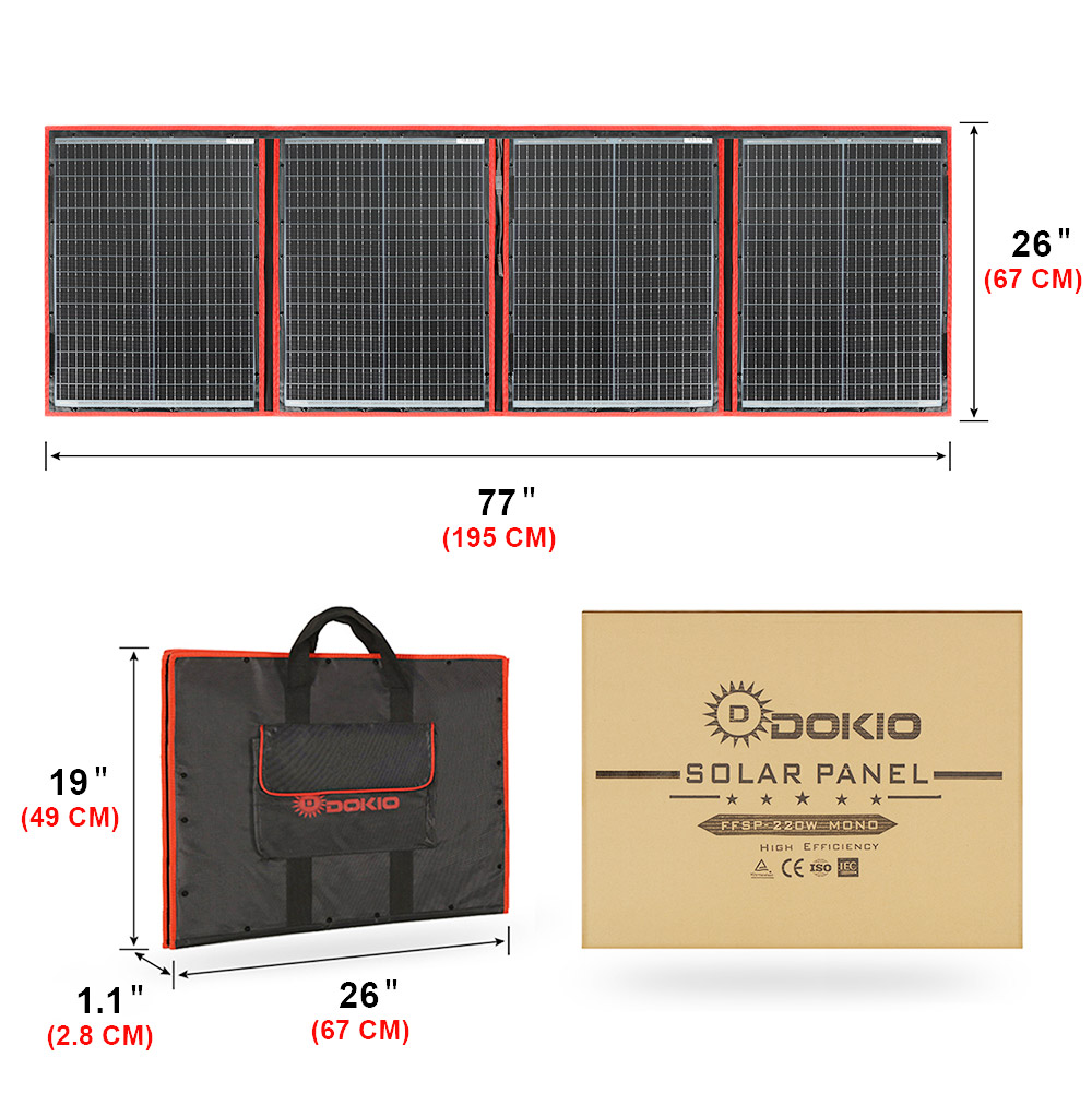 Flexible Solar Panel - Dokio Merk Flexibel Opvouwbaar 200W Mono