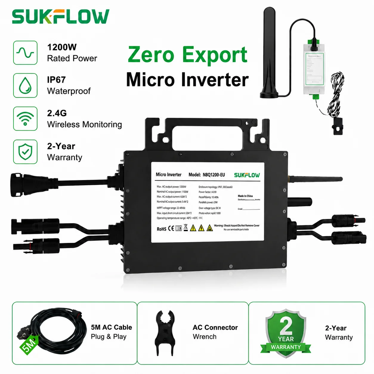 Flexible Solar Panel - SUKFLOW Zero Expert 1200W Grid-Tie Micro-omvormer